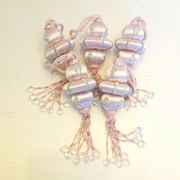 Pink Tassel Beaded Hanging Ornaments Set of Five - Picture 3 of 8